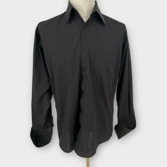 Prime Time Other - Prime Time Black Long Sleeve Button Down Dress Shirt Men Regular Fit 15.5 34/35